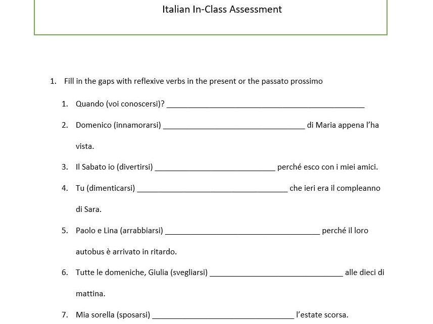 Italian GCSE In-Class Assessment