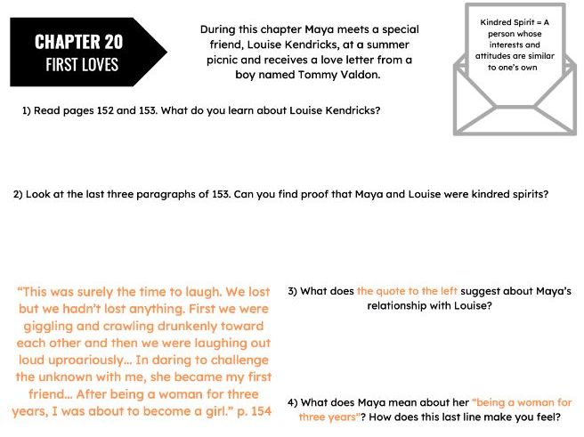 Maya Angelou "Caged Bird" Chapter 20 Task