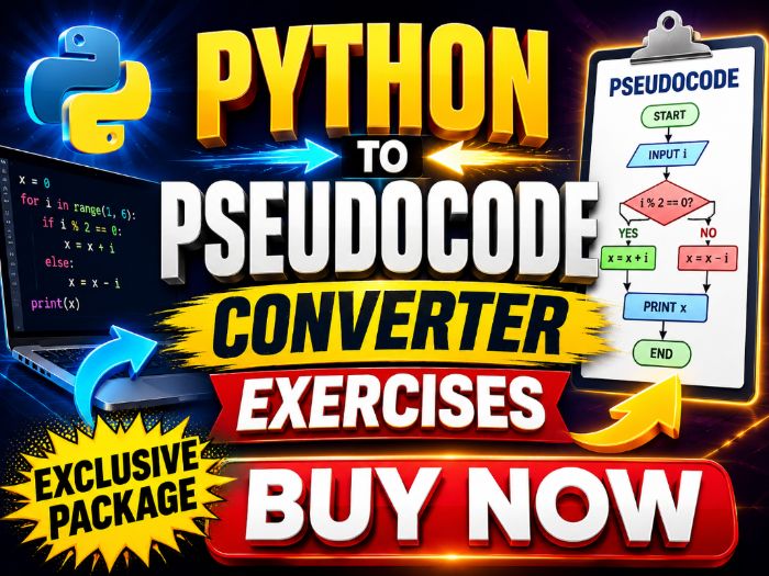 Python to pseudocode converter exercises | Cambridge IGCSE & A-Level 9618 | AQA | OCR | GCSE - CS
