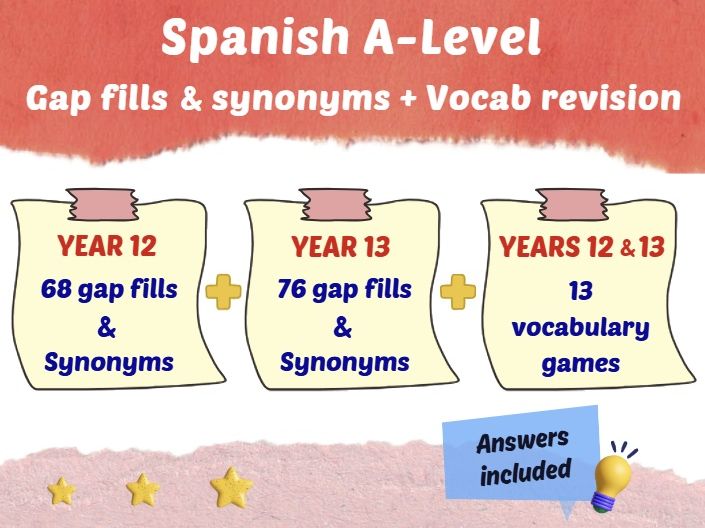 Spanish A Levels Gap Fills & Synonyms + Vocabulary revision