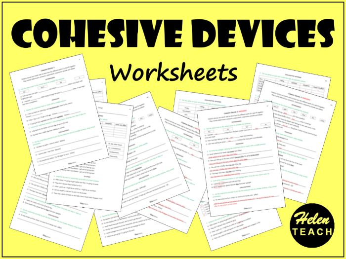 Cohesive Device Worksheets | Differentiated | With Answers