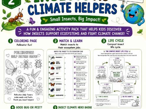 Insects as Climate Helpers Worksheet Pack|Insect Activities, Coloring Life Cycle