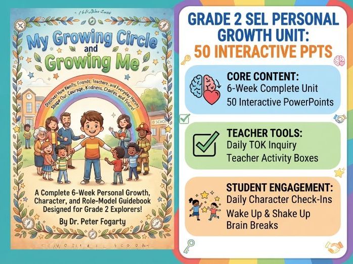 Grade 2 SEL Personal Growth & Character Unit: 50 PPTs with TOK & Warm-Ups