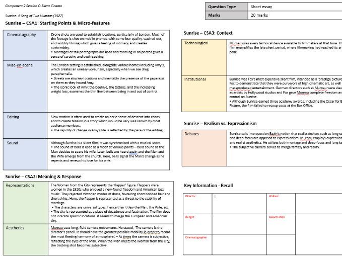 Eduqas AL Film: C2SC Knowledge Organiser