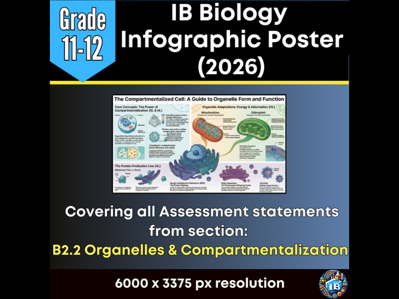 IB DP Biology Digital Infographic Poster: B2.2 Organelles and Compartments 2026