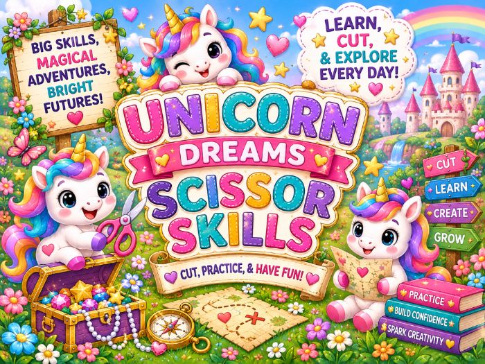 Unicorn Scissor Skills Worksheets | Cutting Practice & Fine Motor Activities | Preschool–1st Grade