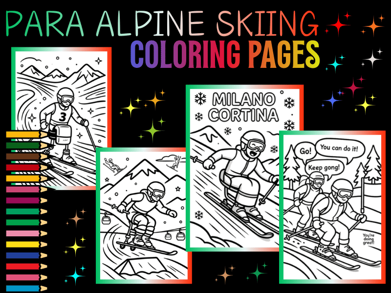 Milano Cortina 2026 Paralympics Para Alpine Skiing Fun Coloring Pages for Kids