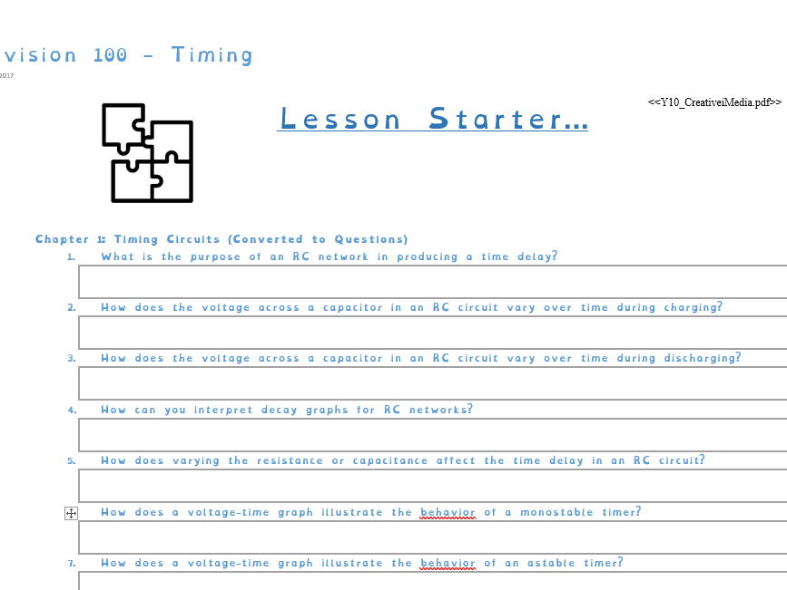 GCSE Electronics – Timing Circuits | 100 Revision Questions & Answers