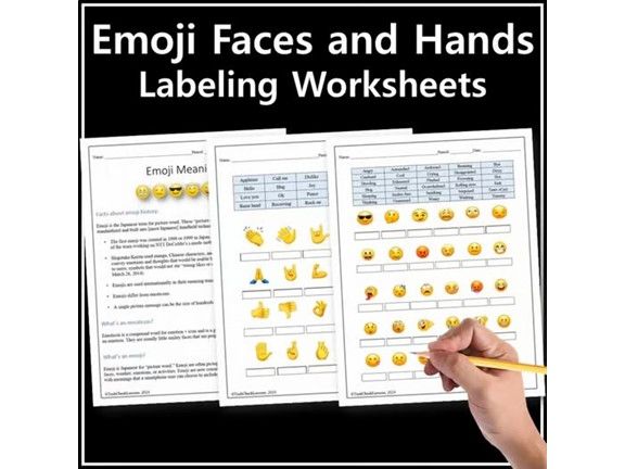Emoji Faces & Hands Labeling Activity | Worksheet | Technology Sciences
