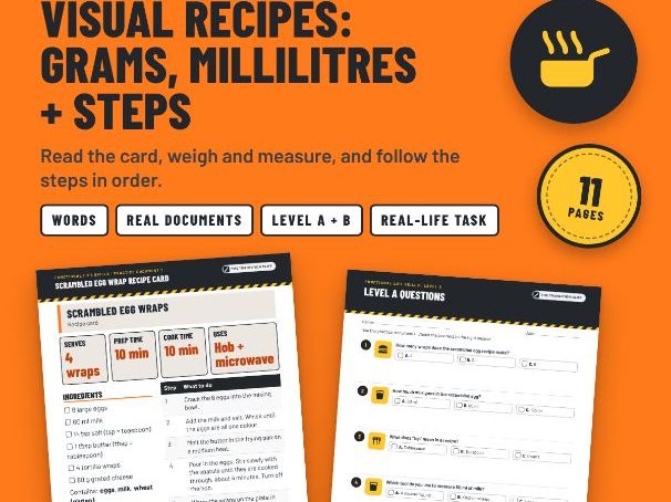 Visual Recipes: Grams, ml + Following Steps - SEND KS3 KS4 Post-16 Cooking (UK)