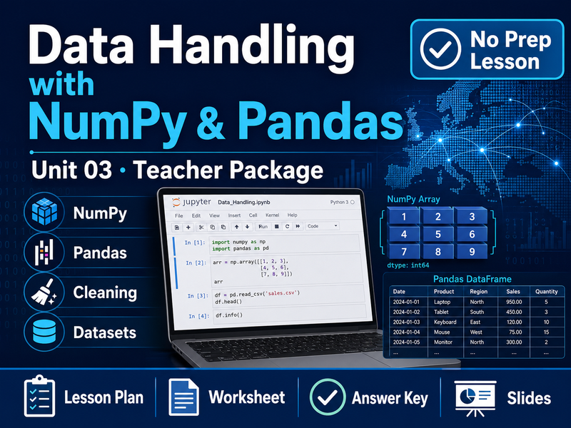 Data Handling with NumPy & Pandas – No Prep Lesson Pack – Unit 03