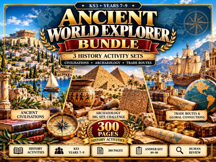 Ancient World Explorer Bundle | KS3 History | Civilisations, Archaeology & Trade Routes | 300 Pages