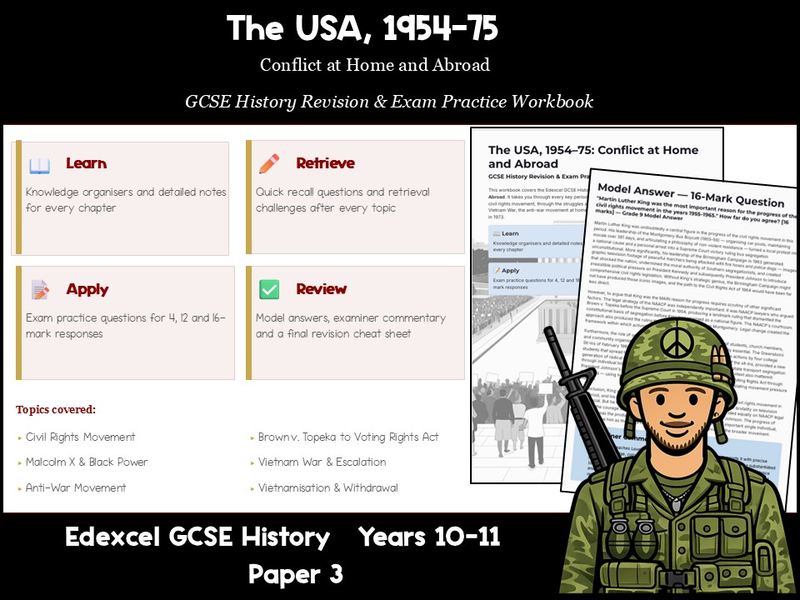 GCSE History Paper 3 USA 1954–75 Revision Workbook | Civil Rights & Vietnam