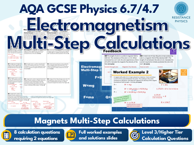Magnets and Electromagnetism Multi-Step Calculations - SLOP Practice Worksheet with Answers