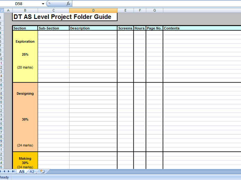 AS and A Level Blank Project Checklist