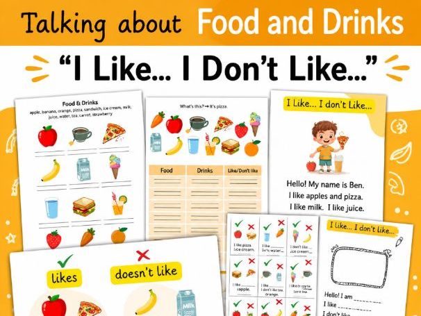 Talking about Food & Drinks – “I Like / I Don’t Like” Card Game