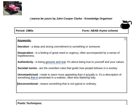 Edexcel GCSE Relationships Poetry Anthology Knowledge Organisers