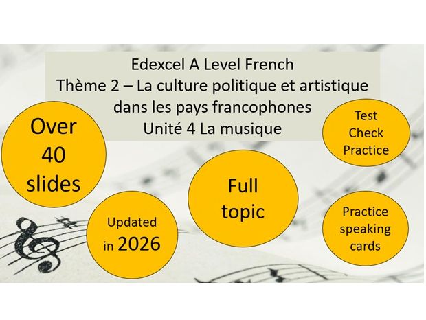 EDEXCEL A Level French – La musique FULL TOPIC