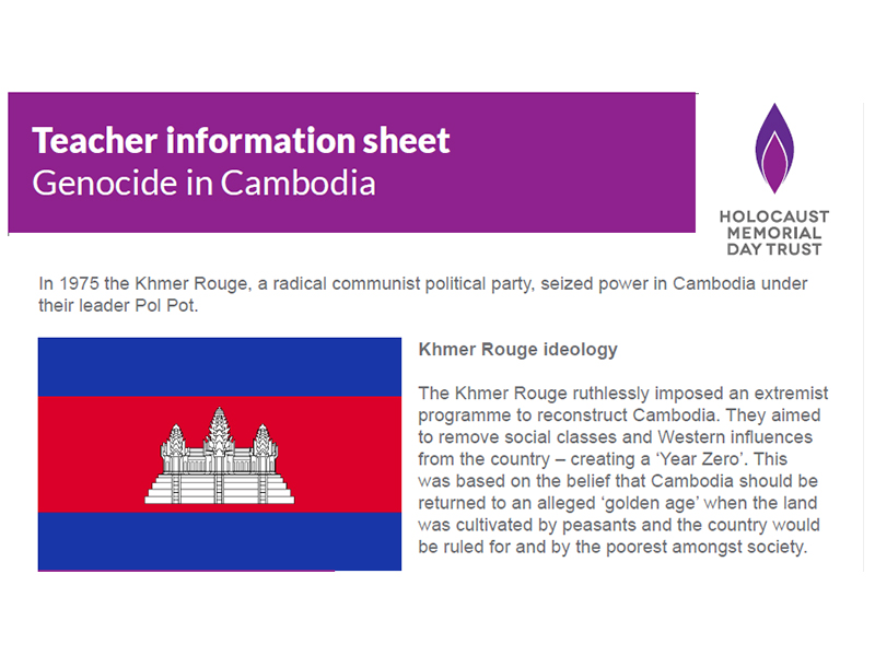 Teacher information sheet - The Genocide in Cambodia