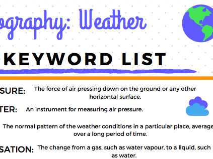 Geography Themed Keyword Vocabulary Lists