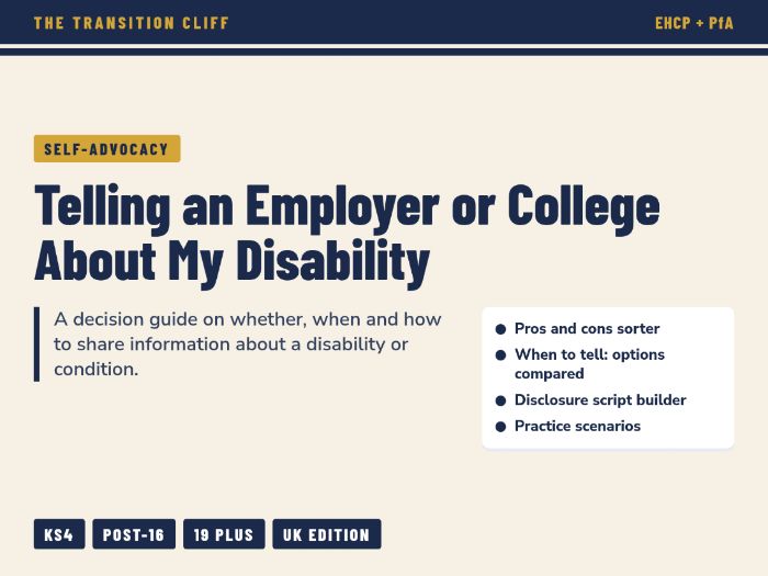 Telling an Employer or College About My Disability: Disclosure Guide for Young People with SEND