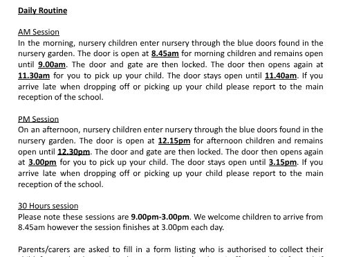Nursery Information Booklet