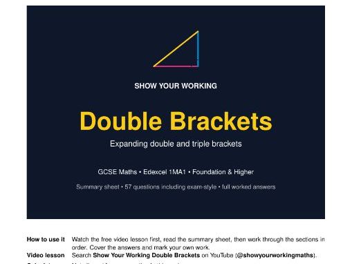 Double Brackets GCSE Maths Revision Pack | Edexcel 1MA1 | Full Worked Answers