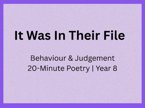 Poetry Lesson: Language Analysis & Metaphor | The Library of I | 20-Minute Lesson | Year 8 (KS3)