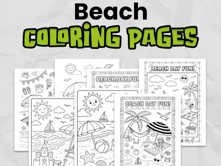 Beach Colouring Pages | Summer Activity | End of Term Printable | No Prep