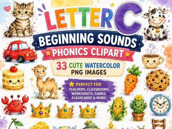 Letter C Beginning Sounds Clipart Alphabet Phonics