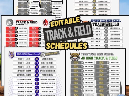 Editable Track & Field Schedule Template | 6 Designs, 2 Variations per Design | Customizable CANVA