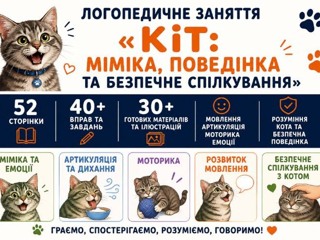 Ukranian Украінська мова Логопедичне заняття «Кіт.Розуміня»
