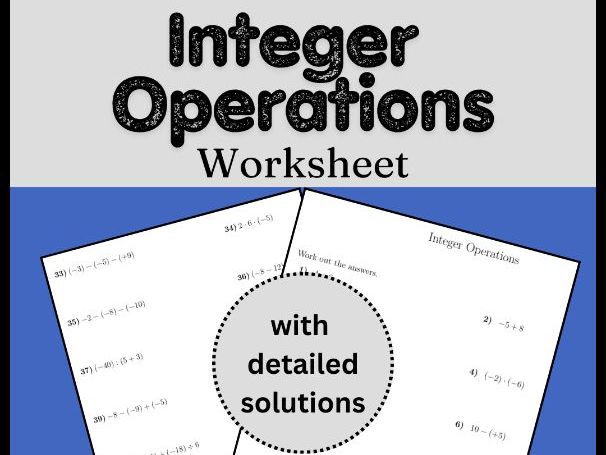 Integer Operations Worksheet (with solutions)