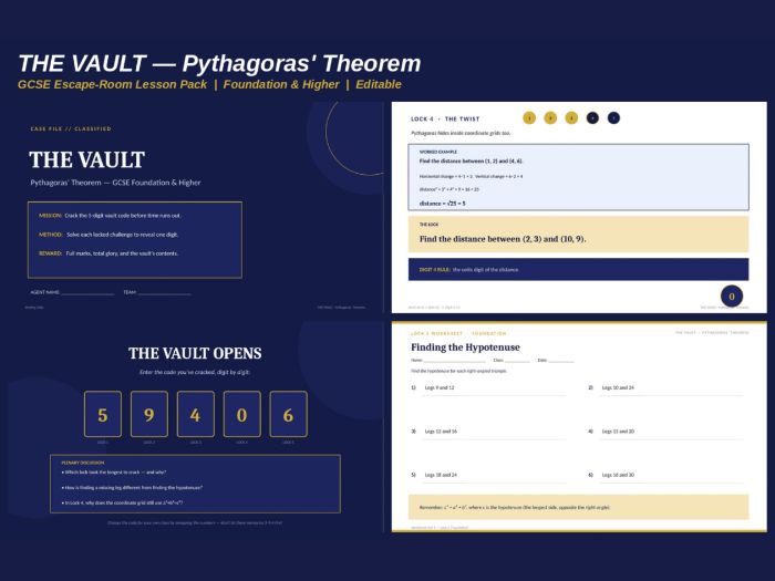 THE VAULT: Pythagoras' Theorem — GCSE Escape-Room Lesson (Foundation & Higher)