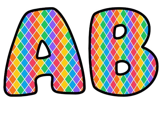 Harlequin Diamonds Bubble Letters | Patterned Bulletin Board Letters | Classroom Display Pack