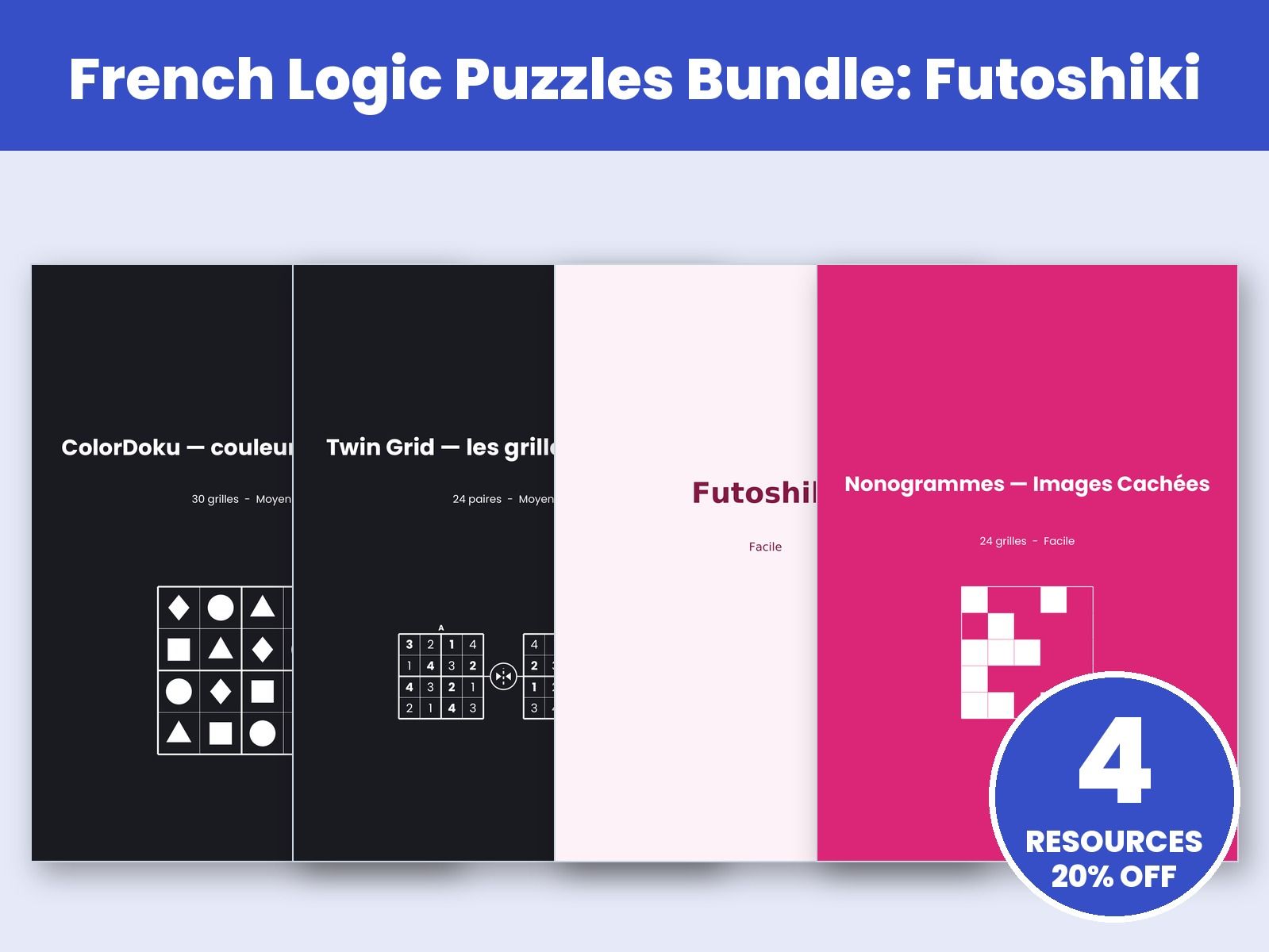 French Logic Puzzles Bundle: Futoshiki
