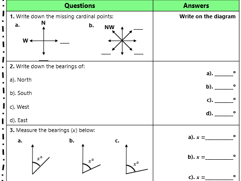 GCSE Maths Bearings Worksheets (Resit)