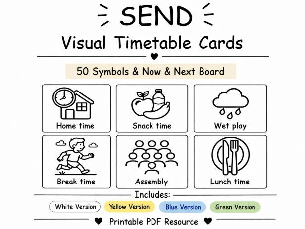 SEND Visual Timetable Cards & Now and Next Board