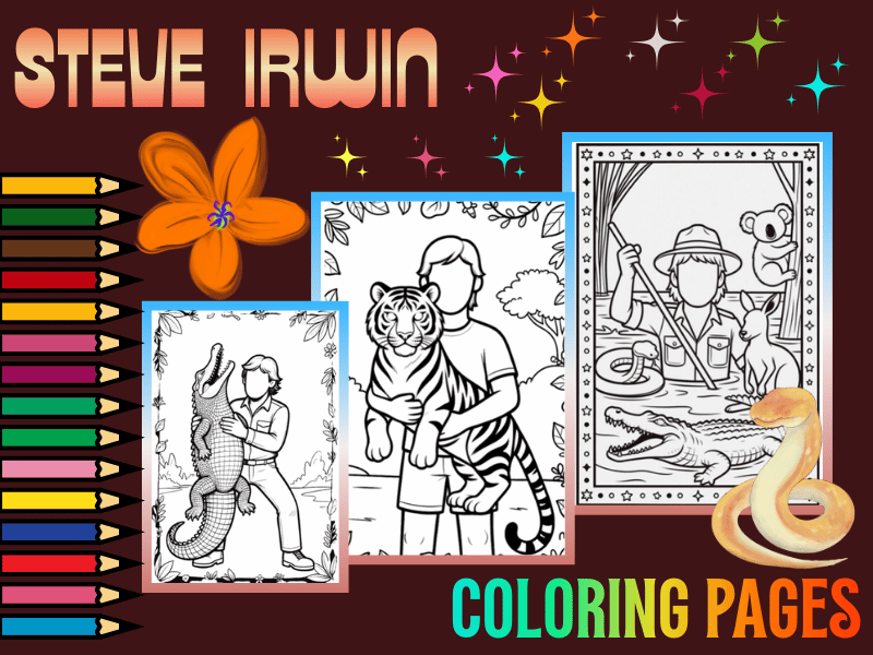 Crocodile Hunter Steve Irwin Animal Coloring Pages for Kids | NO PREP Activity!