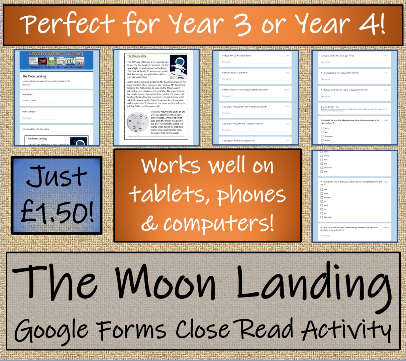 LKS2 The Moon Landing Reading Comprehension Distance Learning lks2-the-moon-landing-reading-comprehension-distance-learning
