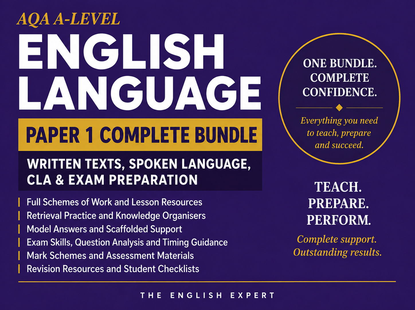 AQA A-Level English Language – Paper 1 Complete Bundle | Written Texts, Spoken Language, CLA & Exam Preparation
