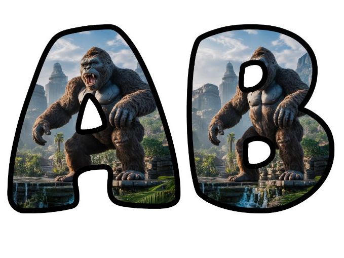 Giant Ape Jungle Island Classroom Display Lettering Set | Upper & Lowercase Letters, 0-9 and Signs