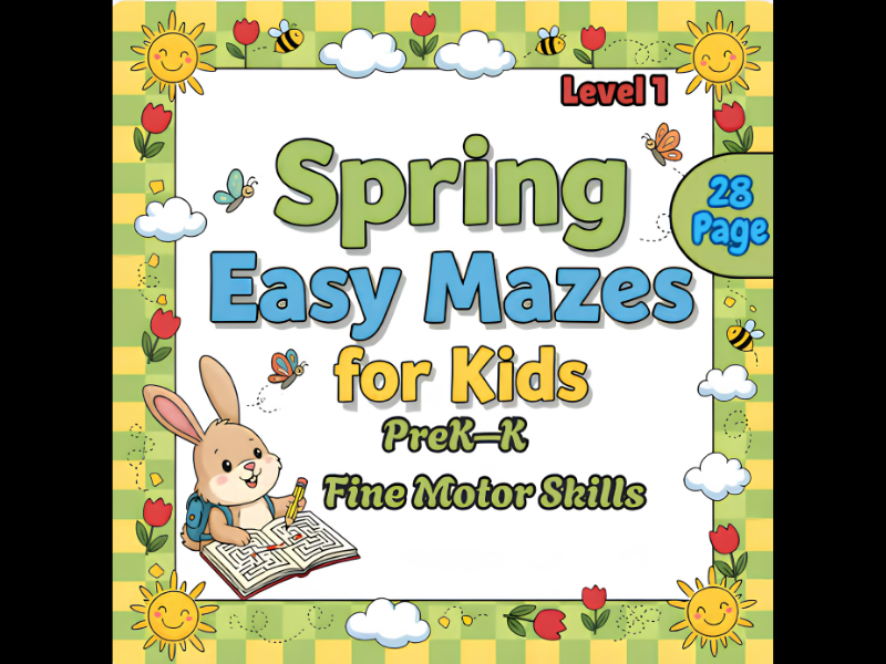 Spring Easy Mazes for Kids PreK–Kindergarten Fine Motor Skills