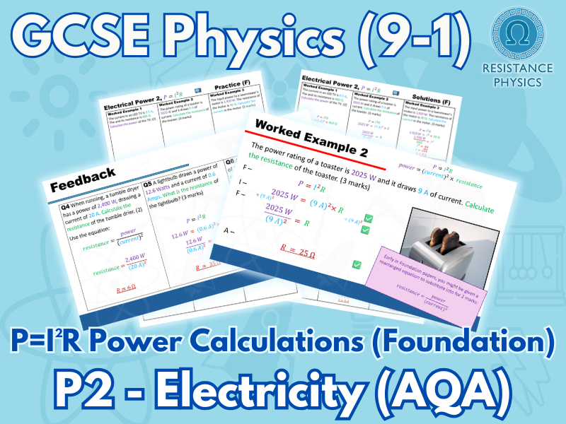 Electrical Power 2, P=I²R - Foundation Calculations Worksheet with Answers