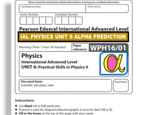 Edexcel IAL Physics Unit 6 – Alpha Predicted Paper & Mark Scheme (2026)