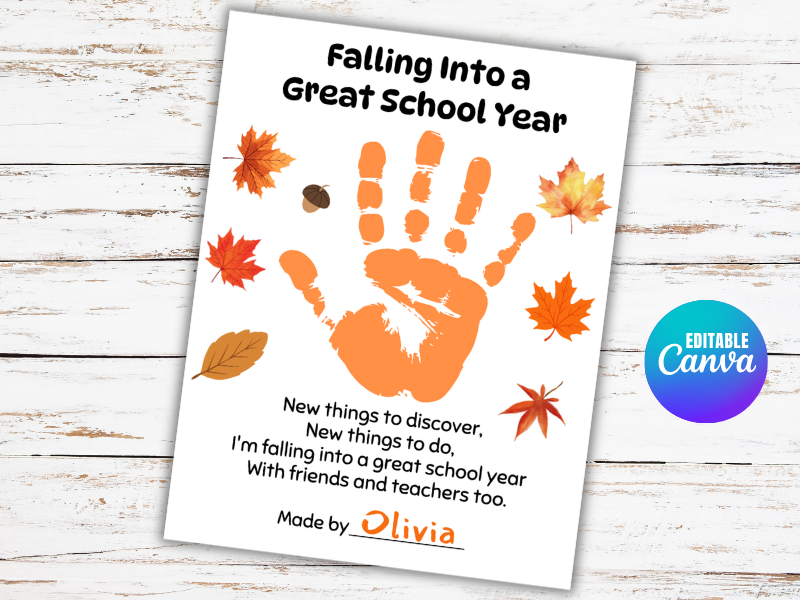 Fall Handprint Craft, Preschool Autumn Keepsake Activities, Fall Craftivity