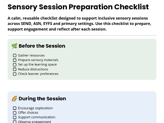 Free Sensory Session Preparation Checklist | SEND, ASN, EYFS & Primary | Teacher Printable