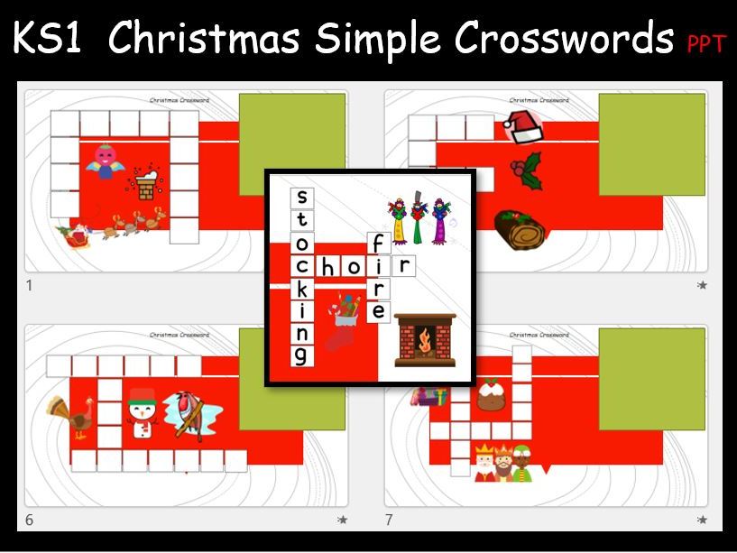 8 Simple Christmas Crosswords With Answers PPT KS1 Teaching Resources