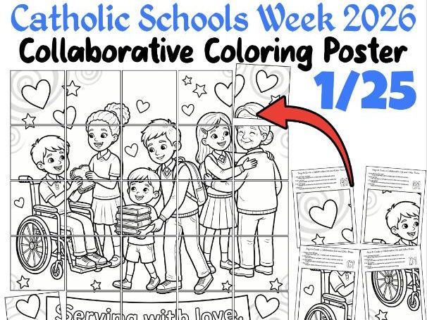 Catholic Schools Week Collaborative Coloring Poster | Serving with Love