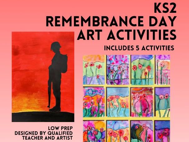 Remembrance Day Art Pack KS2, 5 Poppy Art Activities
